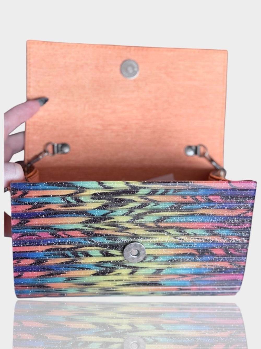 Kurt Geiger 🪢RARE Rainbow Zebra-Print Party Clutch - Picture 3 of 8